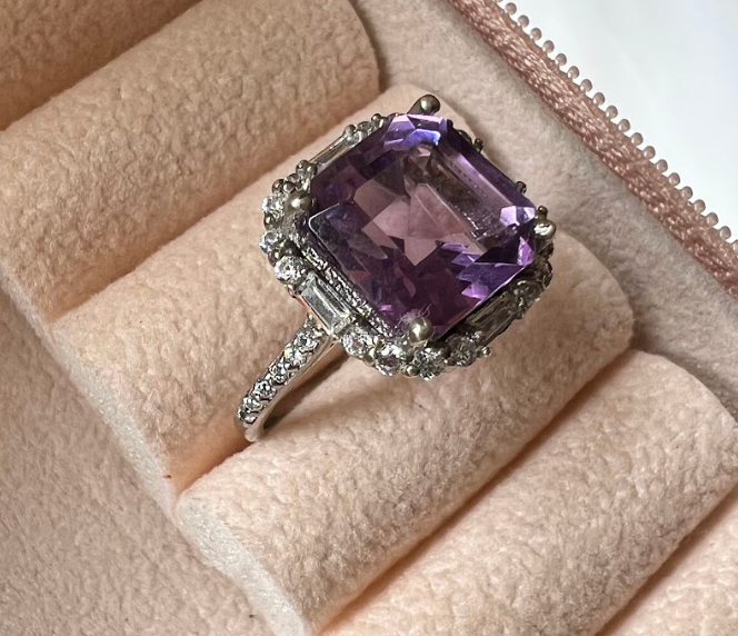 925 Silver Octavia Amethyst Cocktail Ring - Amrrutam