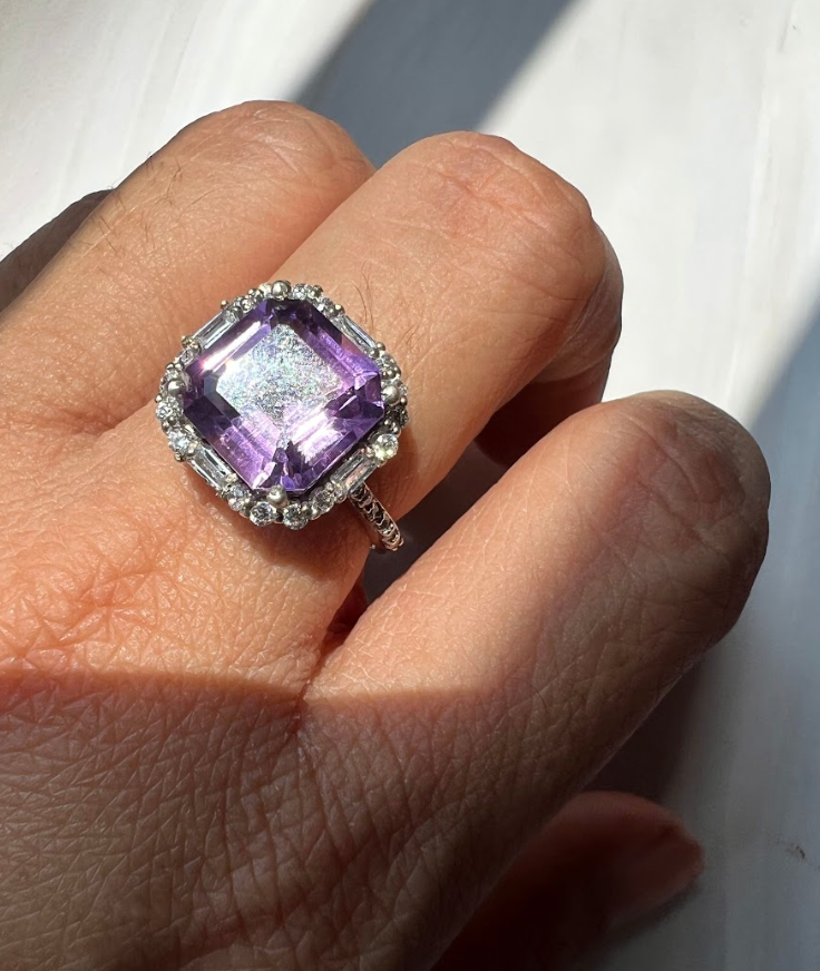 925 Silver Octavia Amethyst Cocktail Ring - Amrrutam