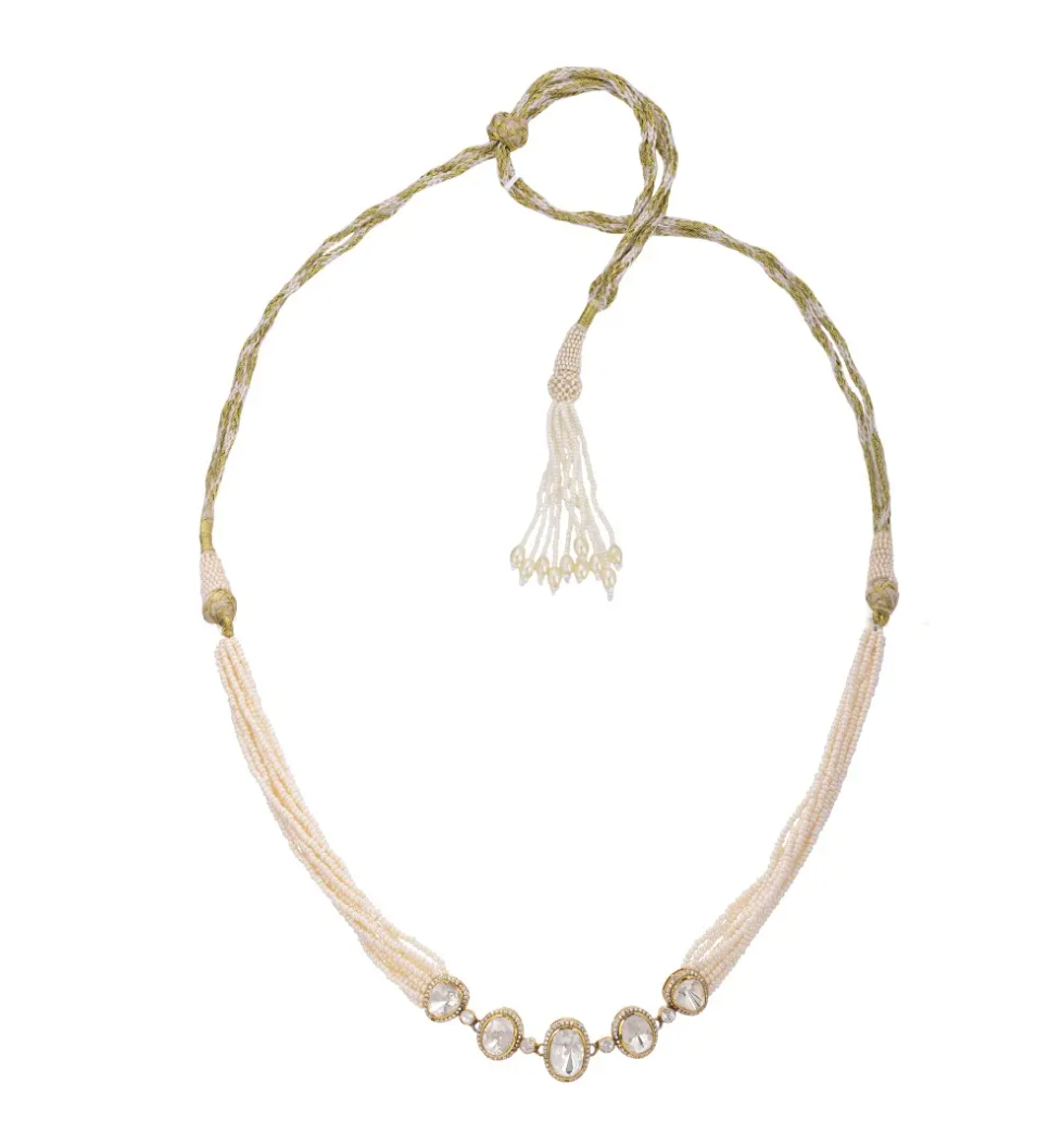 925 Silver Bodhi Polki Choker Necklace - Amrrutam