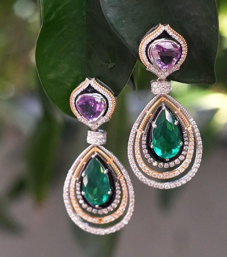 925 Silver Mayuri Dangler Earring - Amrrutam