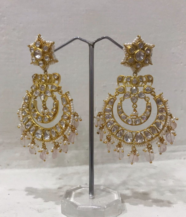 925 Silver Pastel Chandbali Earrings - Amrrutam