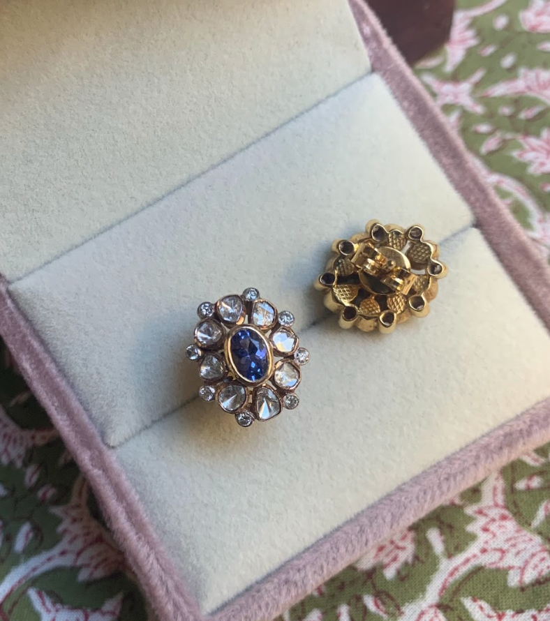 14K Gold Tanzanite Stud Earrings - Amrrutam