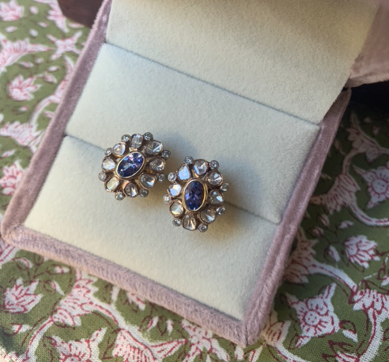 14K Gold Tanzanite Stud Earrings - Amrrutam