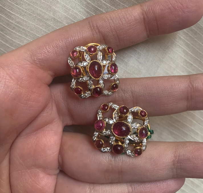 14K Tourmaline Diamond Clip Earrings - Amrrutam