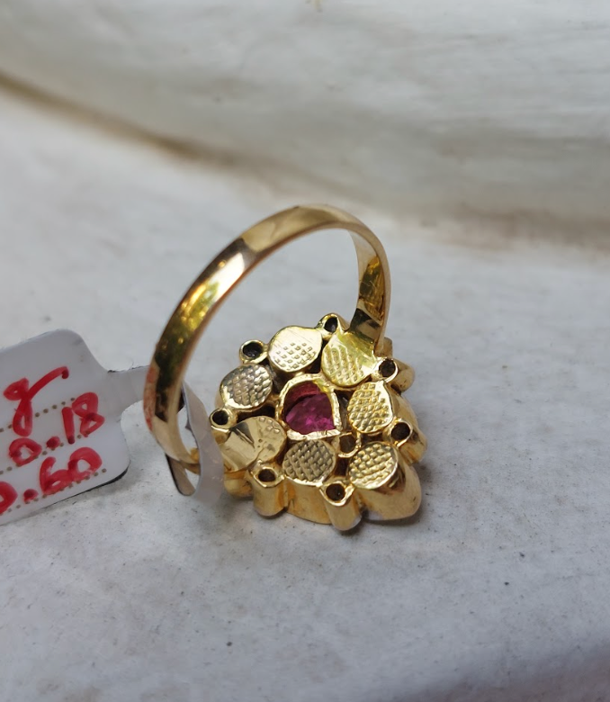 14K Gold Ruby Diamond Polki Ring - Amrrutam