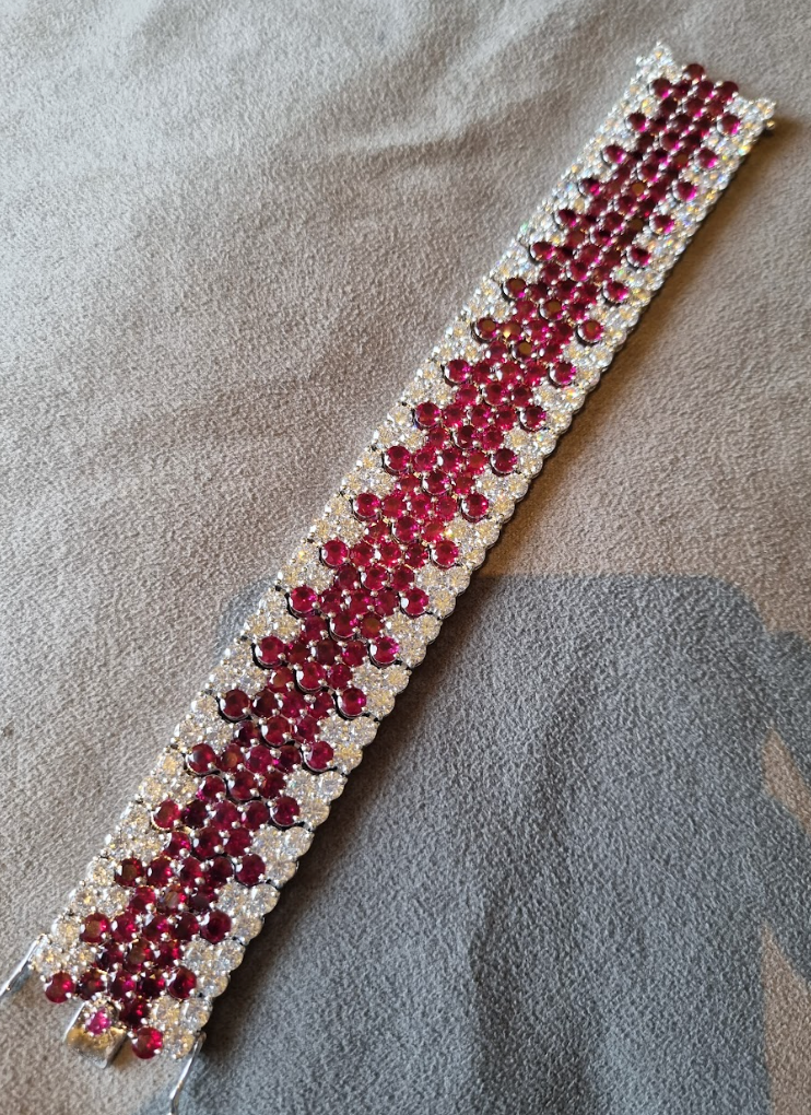 925 Silver Ruby Dewdrop Bracelet - Amrrutam