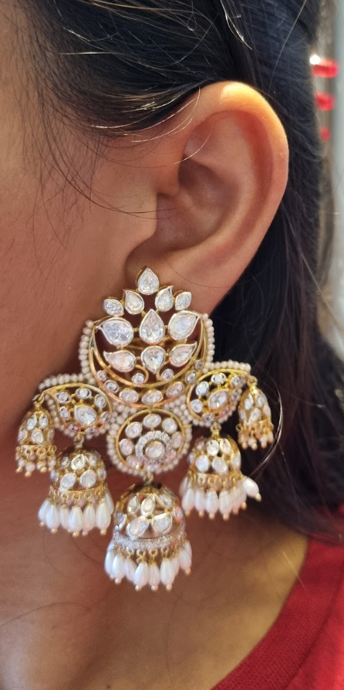 925 Silver Chandbali Jhumka Earring - Amrrutam
