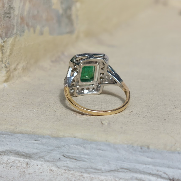14K Gold Emerald Art Deco Ring - Amrrutam
