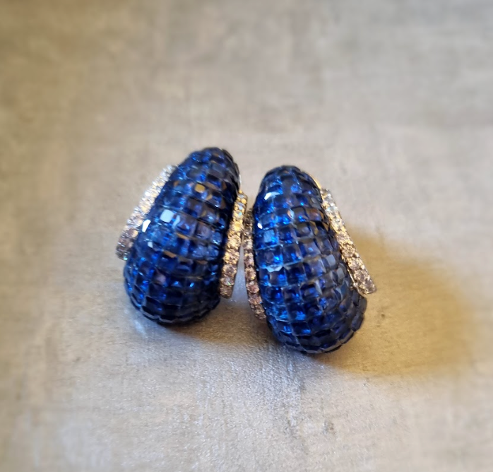 925 Silver Blue Sapphire Hoop Earrings - Amrrutam