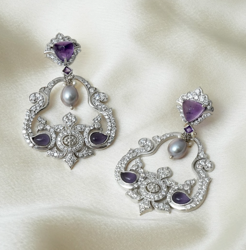 925 Silver Peehu Amethyst Earring - Amrrutam