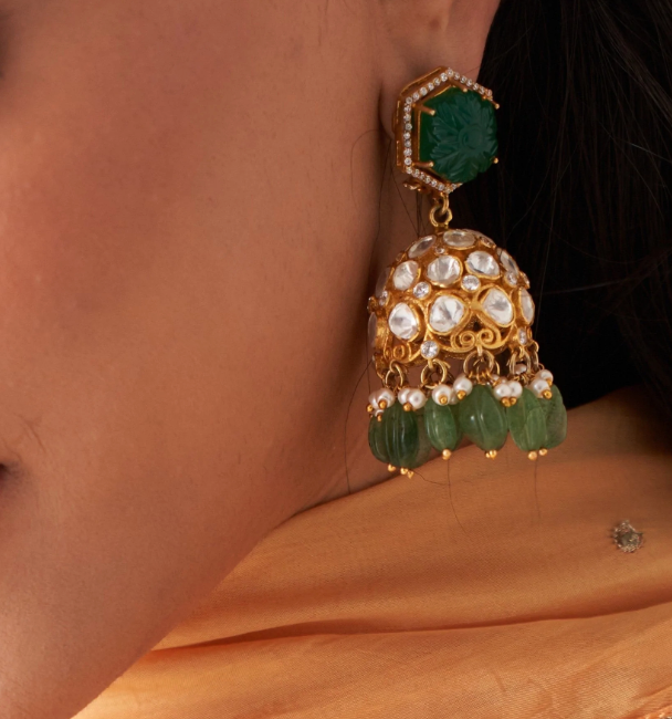 925 Silver Zeenat Jhumka Earrings - Amrrutam