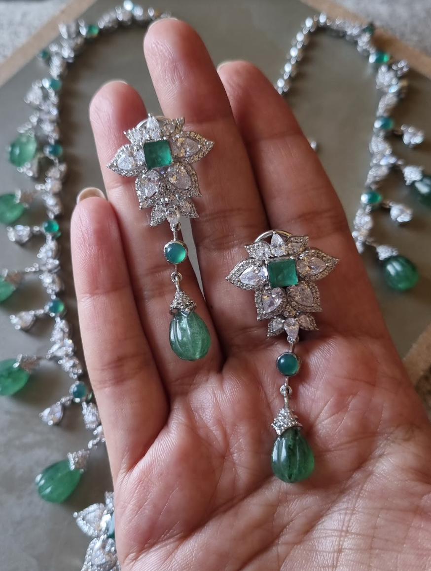 925 Silver Watermelon Necklace Set - Amrrutam