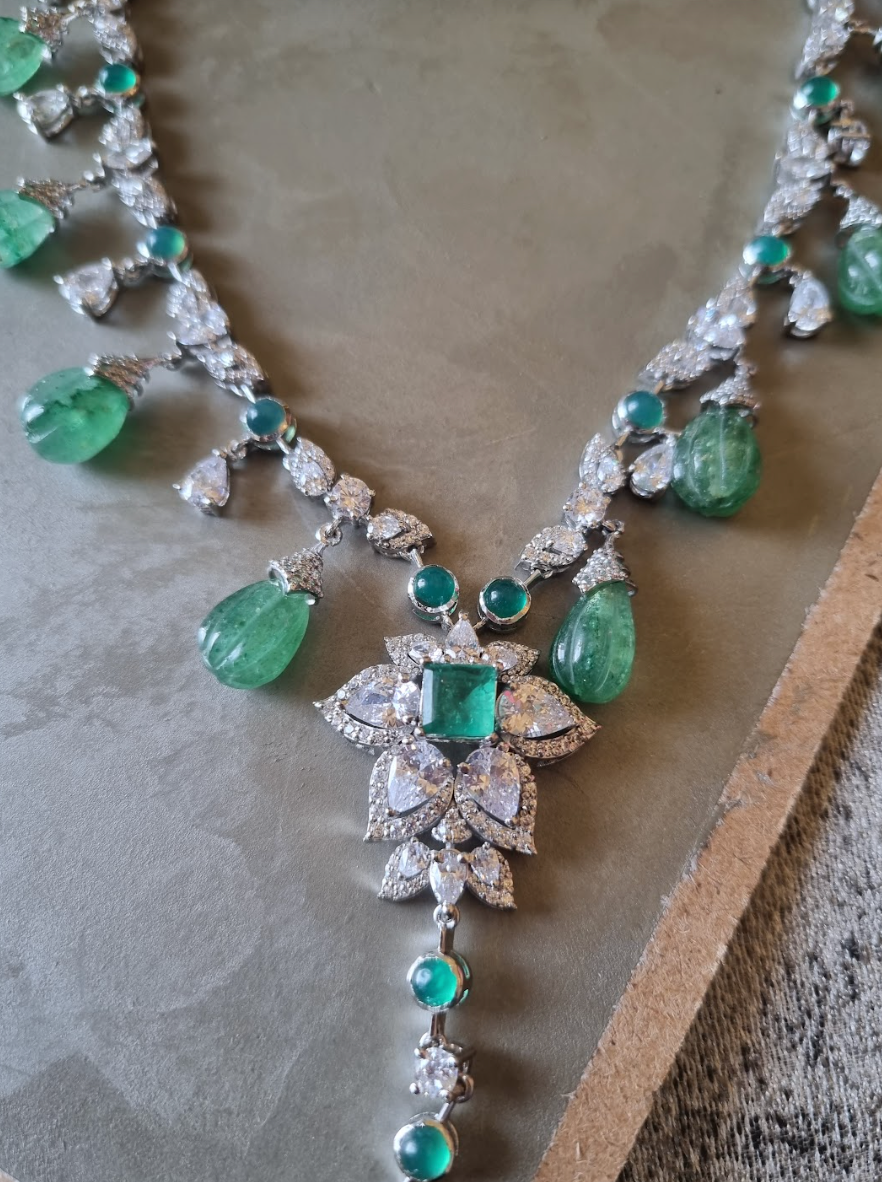 925 Silver Watermelon Necklace Set - Amrrutam