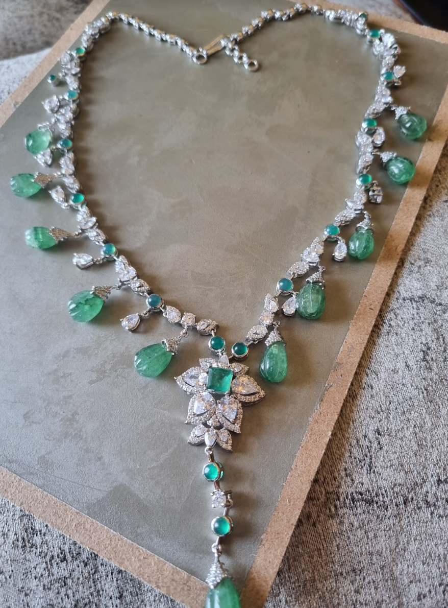 925 Silver Watermelon Necklace Set - Amrrutam