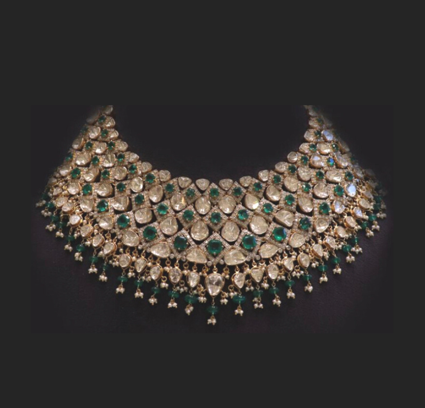 925 Silver Gehna Polki Choker Necklace - Amrrutam