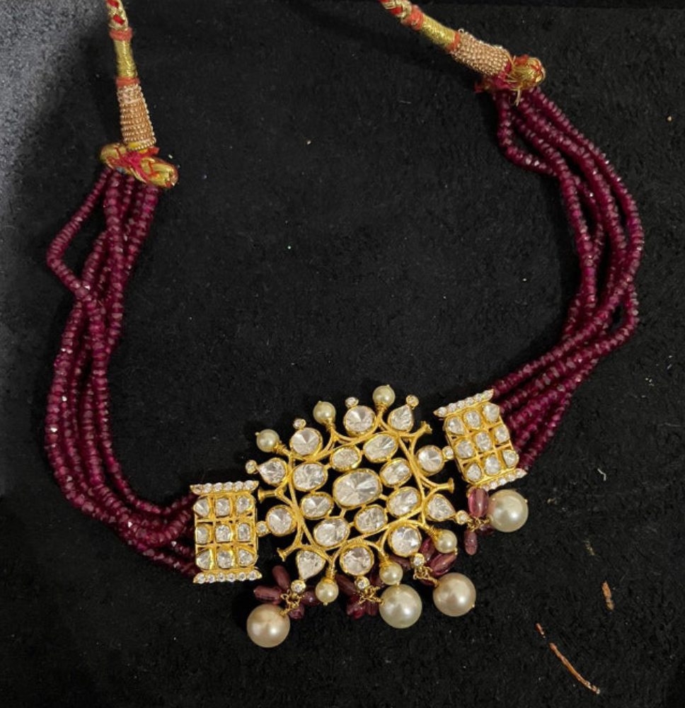 925 Silver Gaatha Pink Polki Necklace - Amrrutam