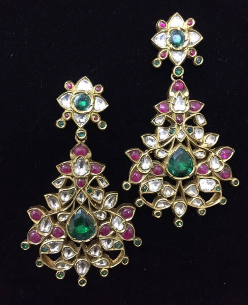 14K Gold Shazia Ruby Kundan Drop Earrings - Amrrutam