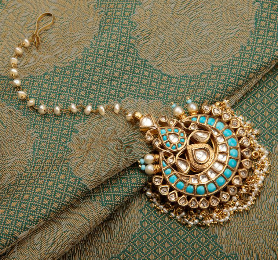 925 Silver Turquoise Surya Chandra Maangtika - Amrrutam