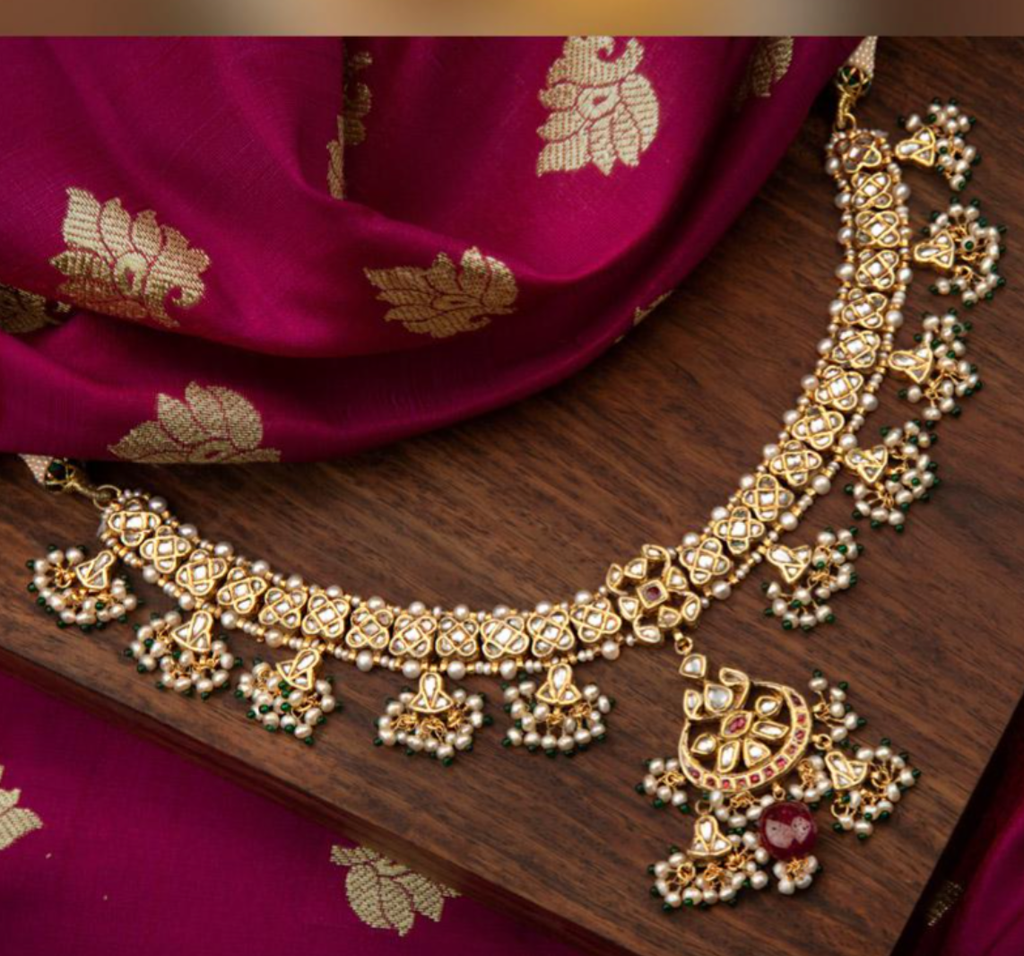 925 Silver Vasansiya Surya Chandra Necklace Set - Amrrutam