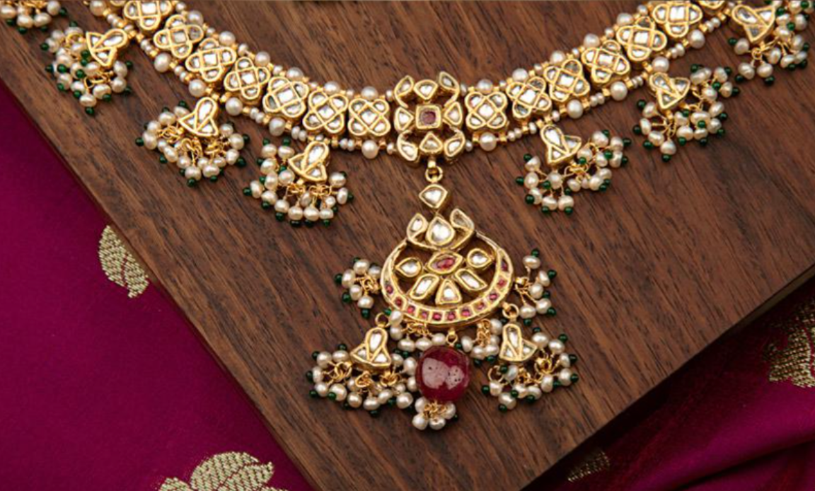 925 Silver Vasansiya Surya Chandra Necklace Set - Amrrutam