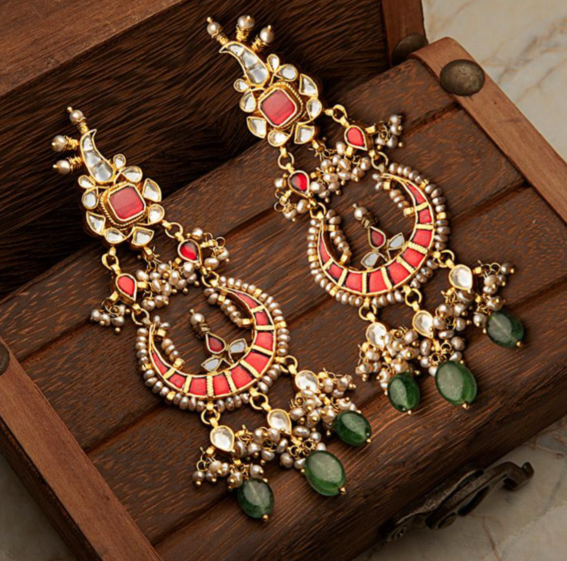 925 Silver Raagini Surya Chandra Drop Earring - Amrrutam