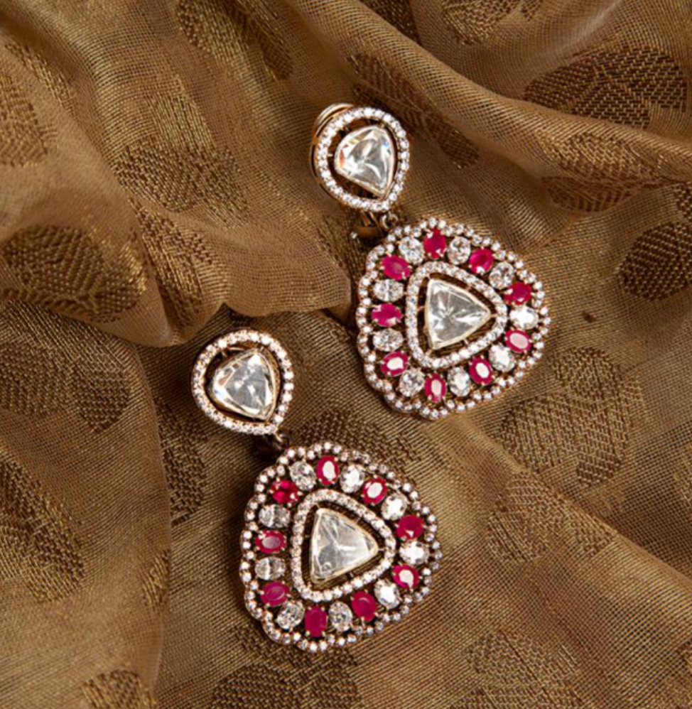 925 Silver Binsari Surya Chandra Drop Earring - Amrrutam