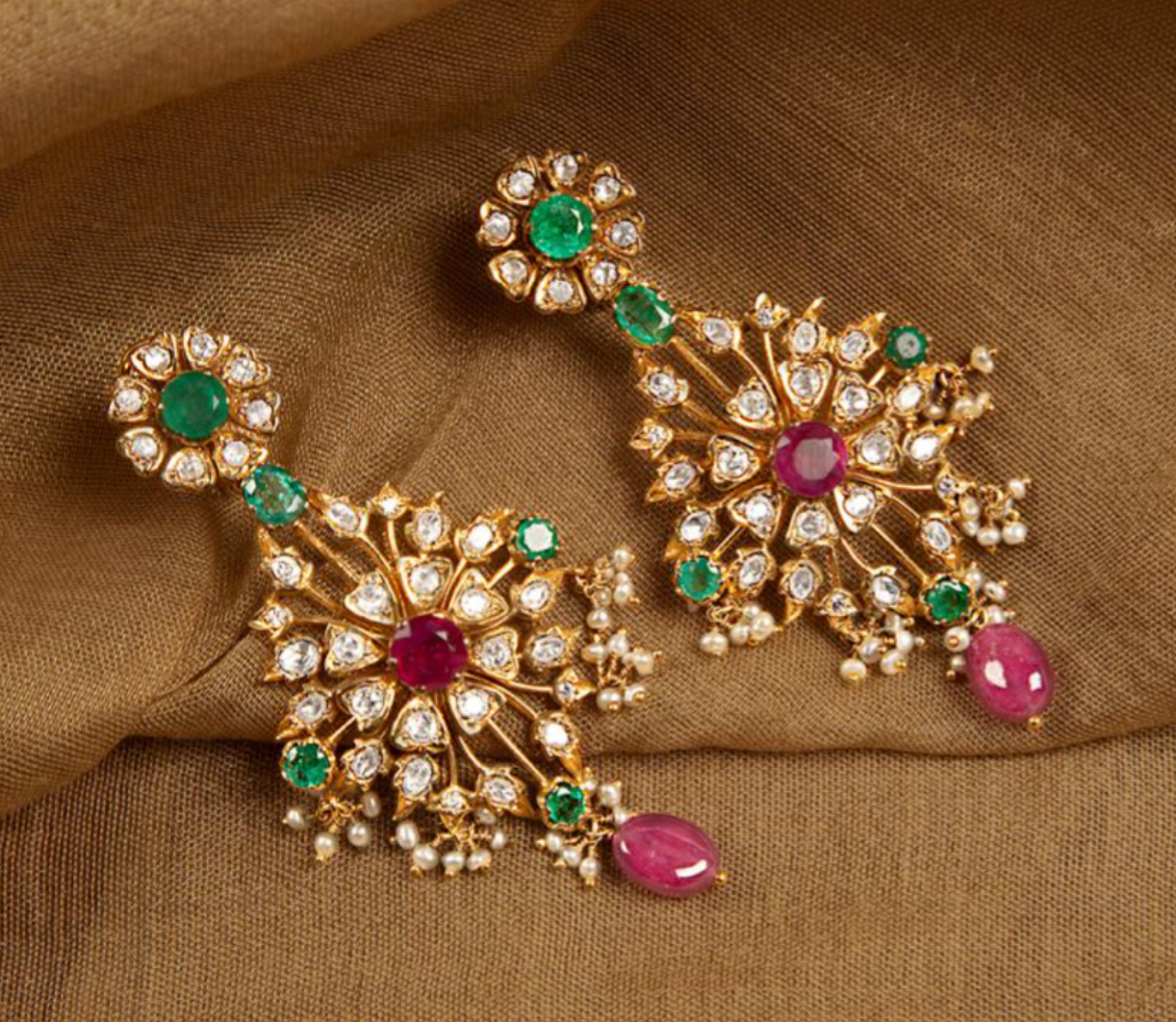 925 Silver Kumari Surya Chandra Chandbali Earring - Amrrutam