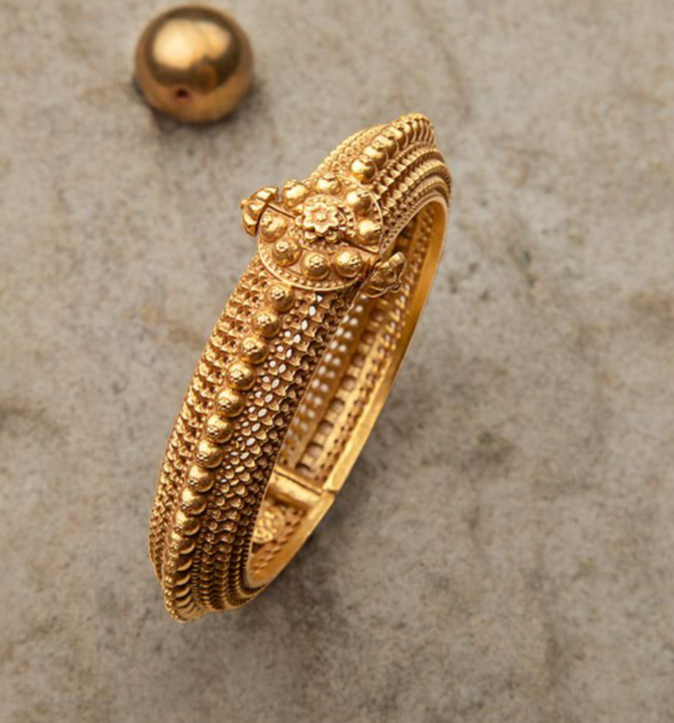 925 Silver Bagiya Surya Chandra Gold Bangle - Amrrutam