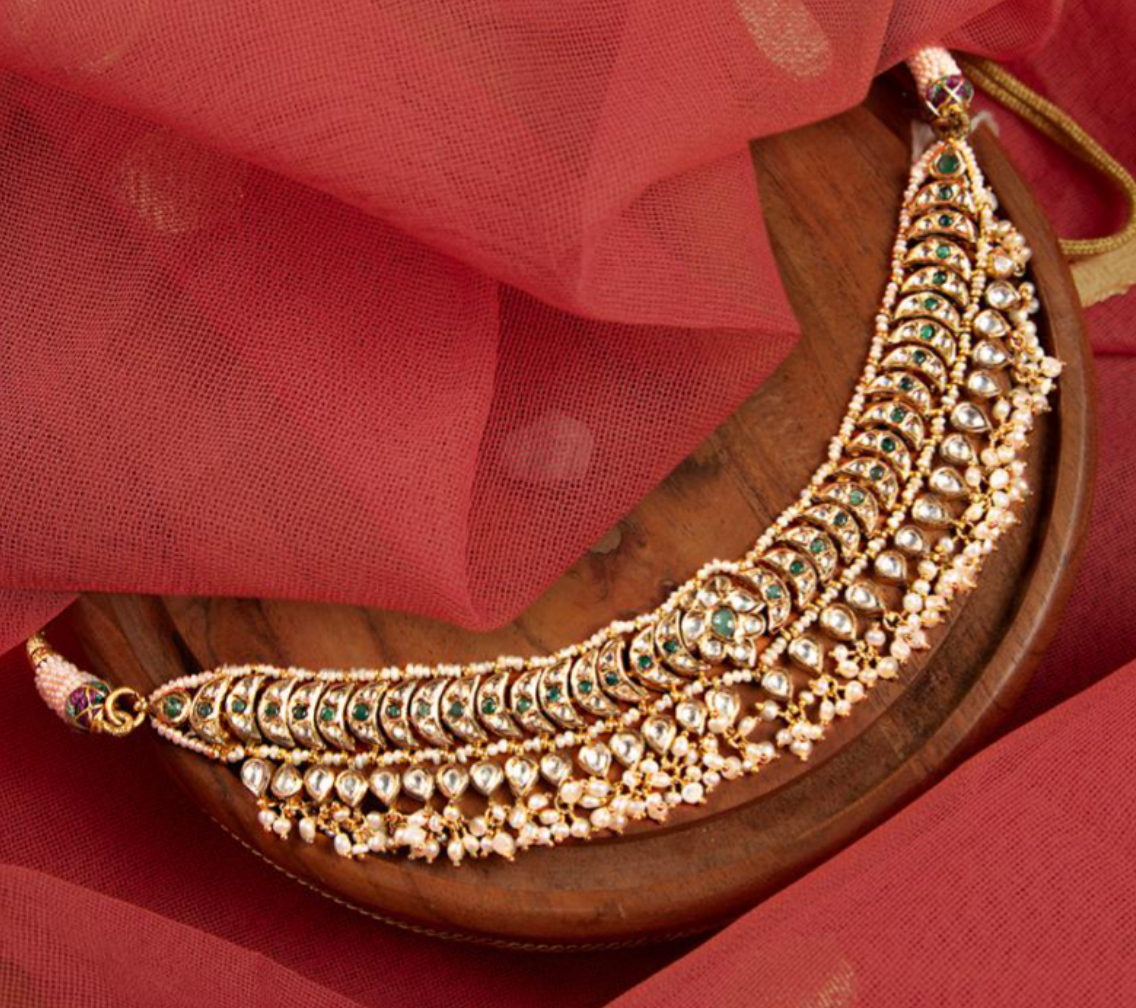 925 Silver Varsa Surya Chandra Necklace Set - Amrrutam