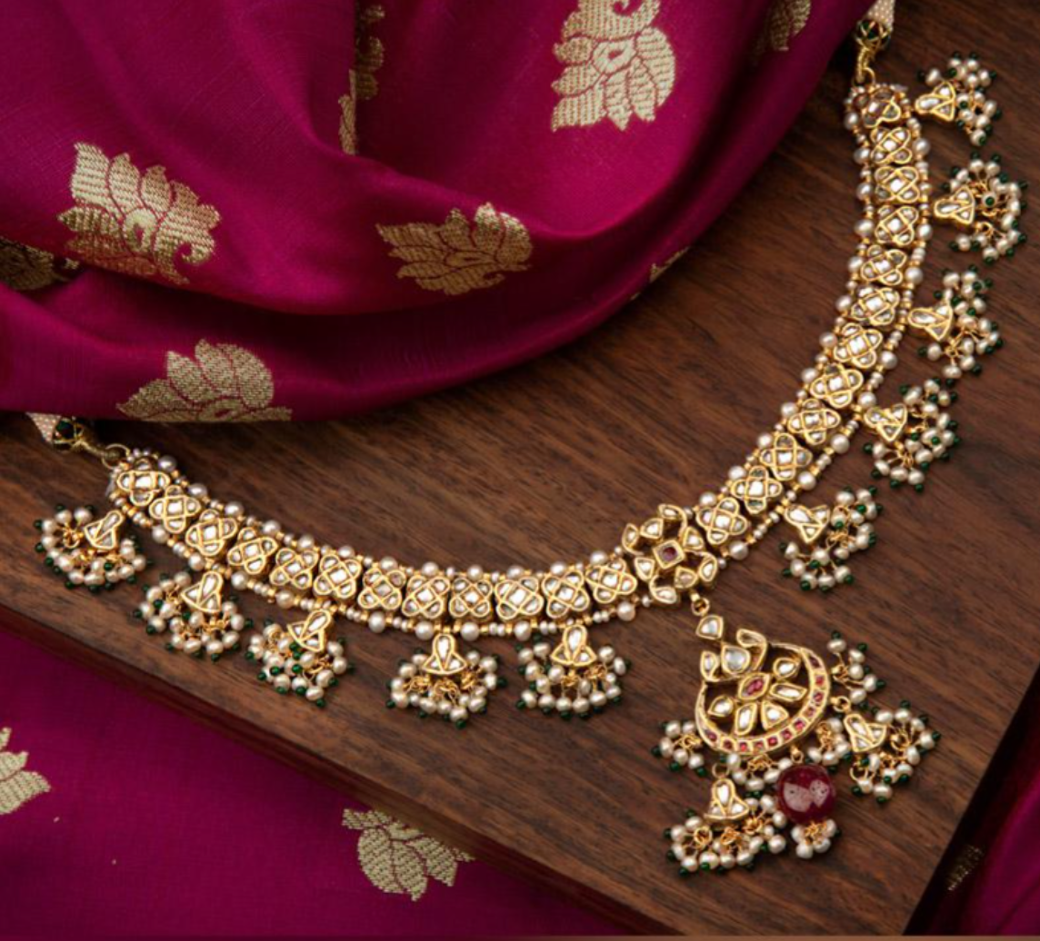 925 Silver Maithili Surya Chandra Necklace Set - Amrrutam