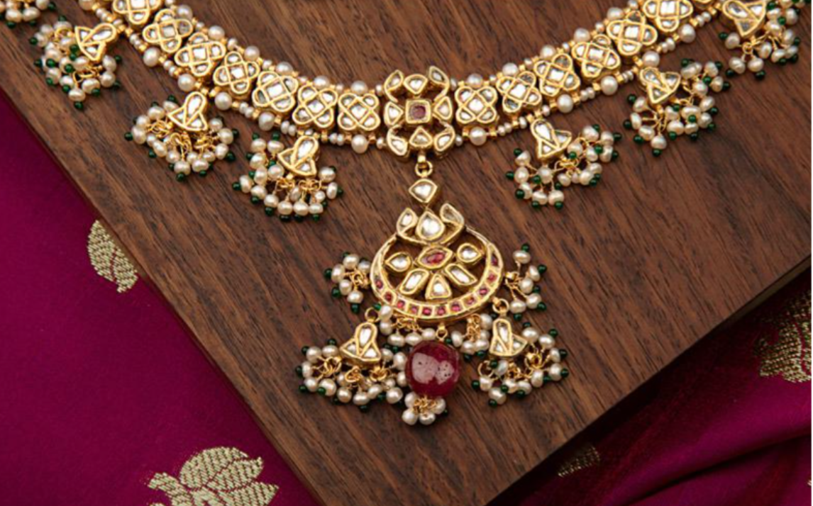 925 Silver Maithili Surya Chandra Necklace Set - Amrrutam