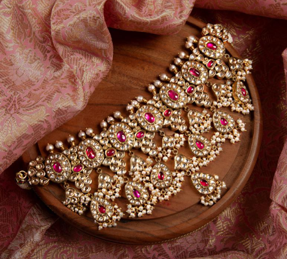 925 Silver Swasthi Surya Chandra Necklace Set - Amrrutam