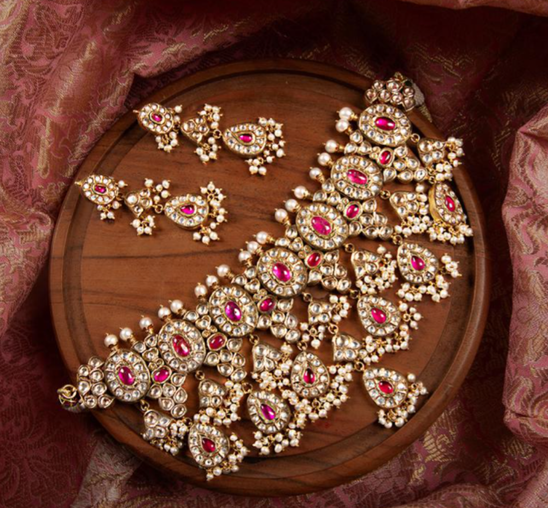 925 Silver Swasthi Surya Chandra Necklace Set - Amrrutam