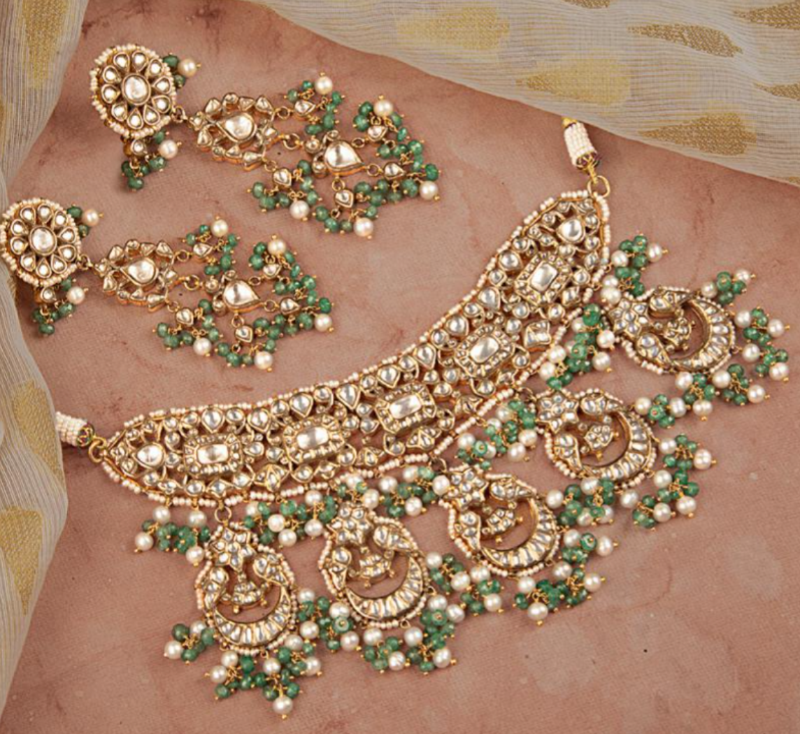 925 Silver Lajjo Surya Chandra Necklace Set - Amrrutam