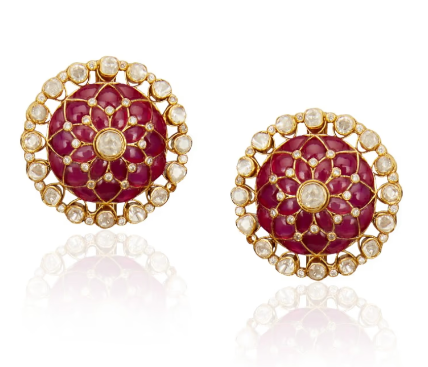 925 Silver Nihaar Ruby Stud Earrings - Amrrutam