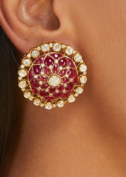 925 Silver Nihaar Ruby Stud Earrings - Amrrutam