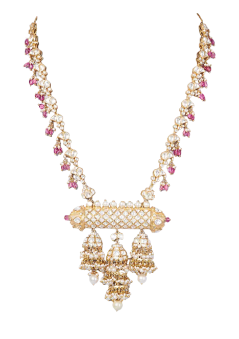 925 Silver Padmaksh Pink Polki Necklace - Amrrutam