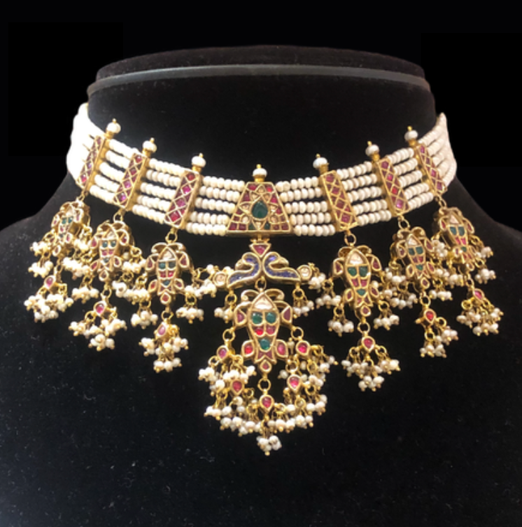 925 Silver Chahanya Pearl Choker Necklace - Amrrutam