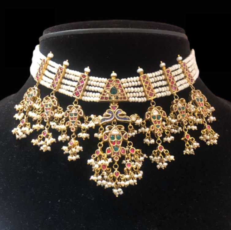 925 Silver Chahanya Pearl Choker Necklace - Amrrutam