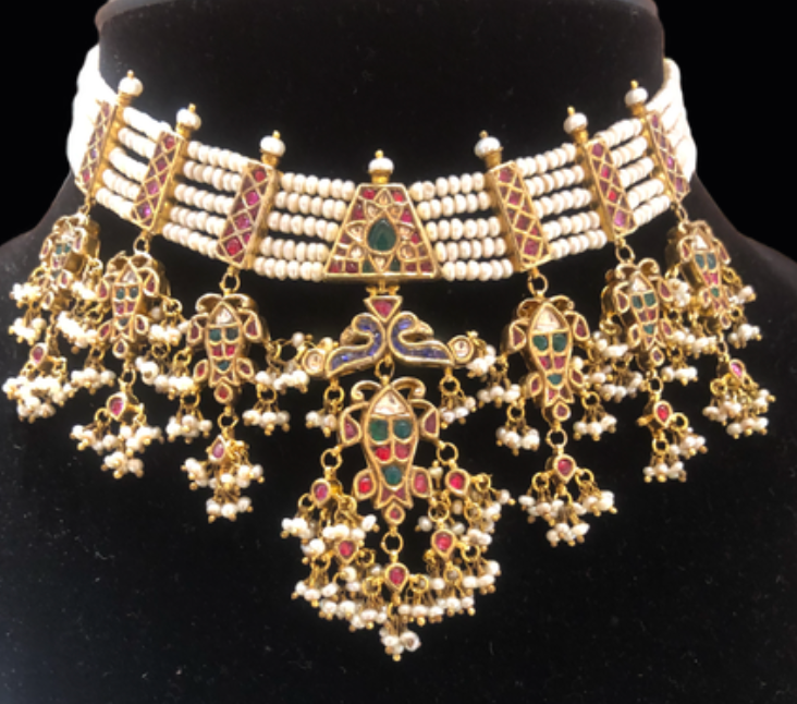 925 Silver Chahanya Pearl Choker Necklace - Amrrutam