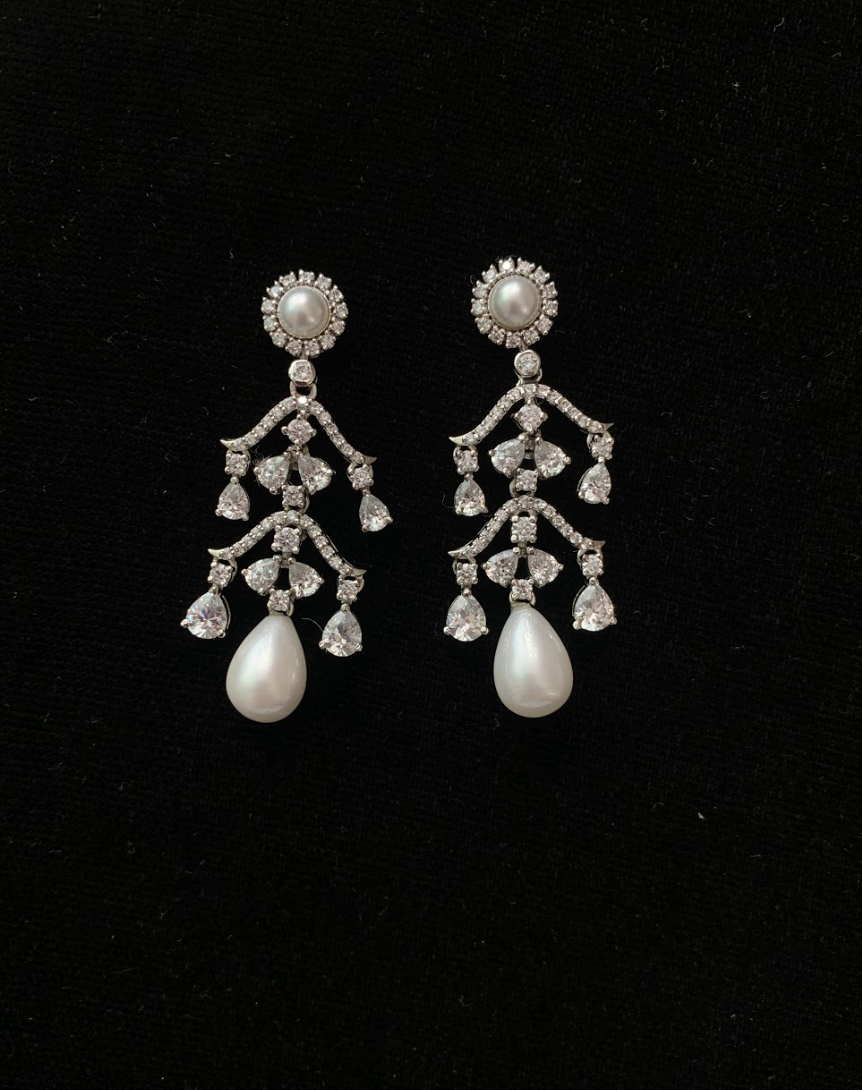 925 Silver Caprese Swarovski Pearl Earrings - Amrrutam