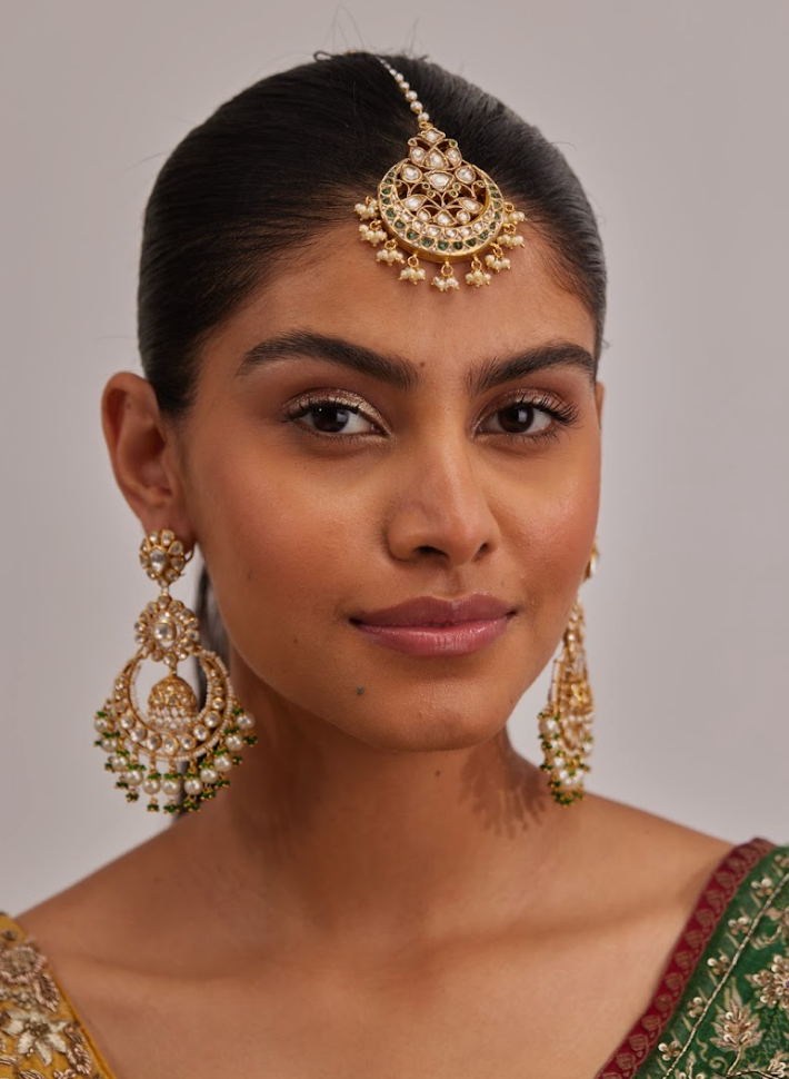 925 Silver Leila Polki Chandbali Earrings - Amrrutam