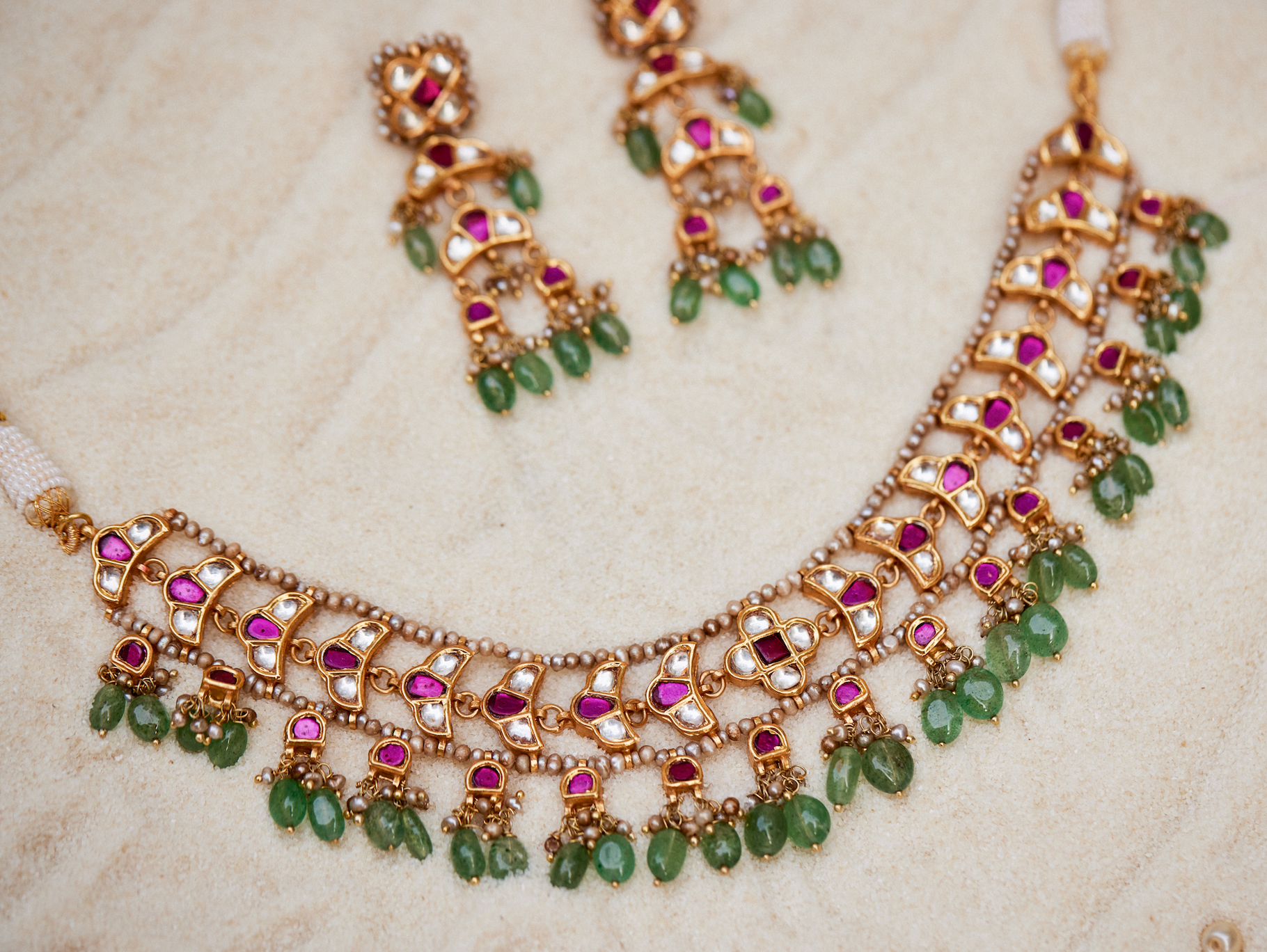 925 Silver Varsha Kundan Choker Necklace Set - Amrrutam Jewellery