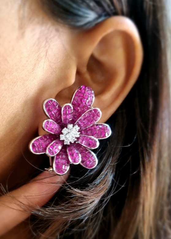 925 Silver Peony Flower Stud Earring - Amrrutam Jewellery