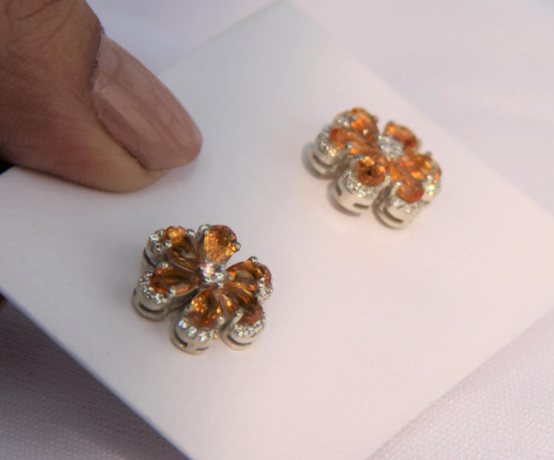 925 Silver Natural Citrine Stud Earrings - Amrrutam Jewellery