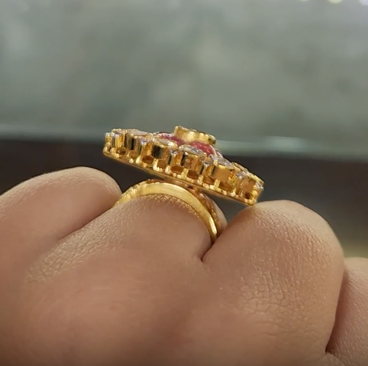 925 Silver Saransh Polki Uttarai Ring - Amrrutam Jewellery