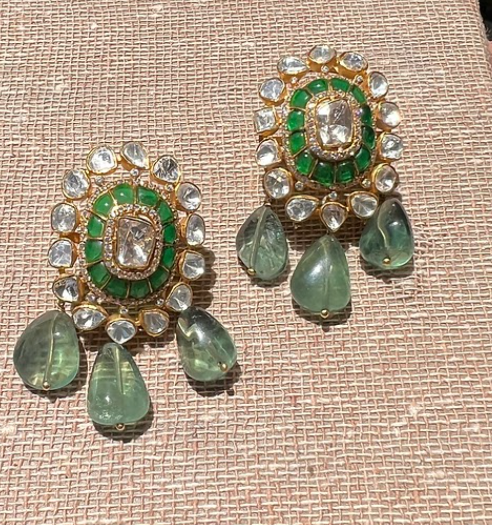 925 Silver Sutra Polki Stud Earrings - Amrrutam Jewellery