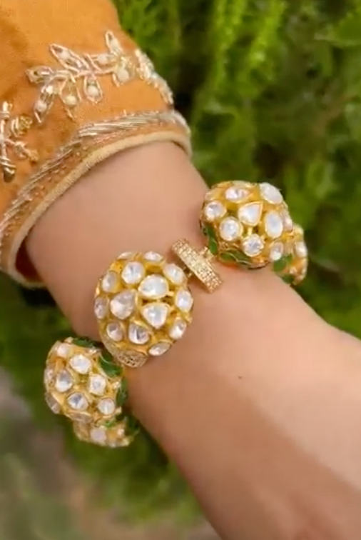 925 Silver Kavya Gajra Polki Bangle - Amrrutam Jewellery