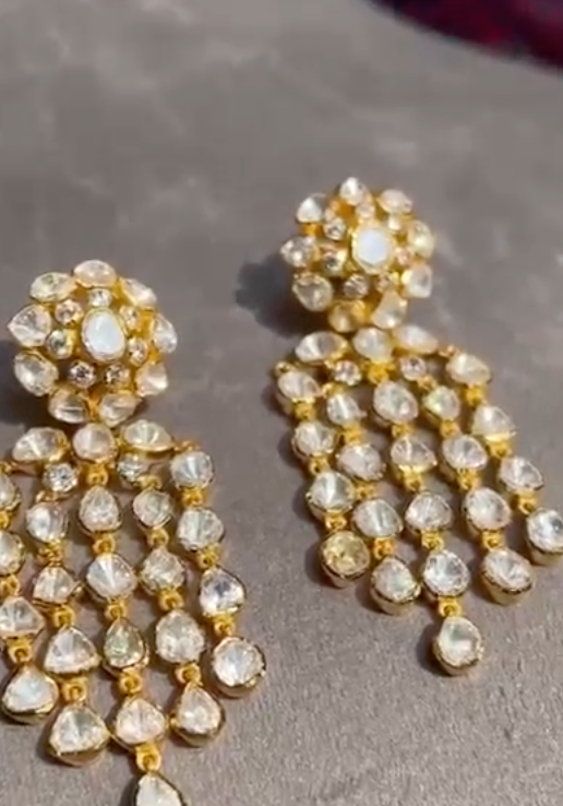 925 Silver Moira Polki Earrings - Amrrutam Jewellery