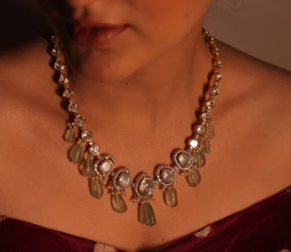 925 Silver Kiaan Polki Necklace - Amrrutam Jewellery